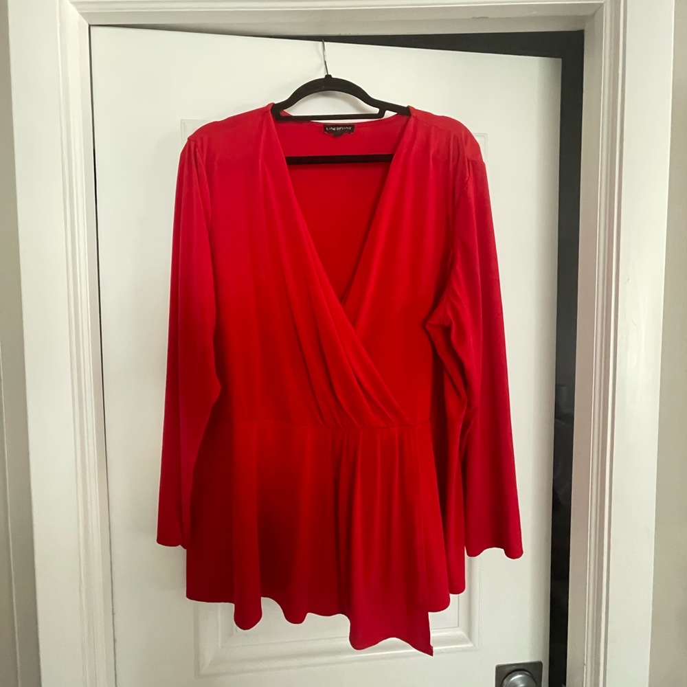Red V-neck blouse